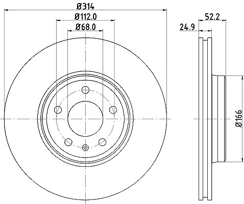 Hella Bremsscheibe Vorderachse Belüftet [Hersteller-Nr. 8DD355113-881] für Audi