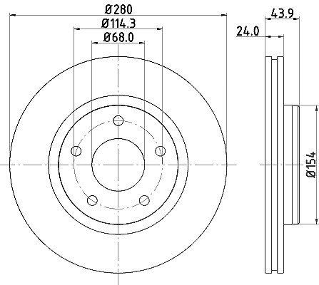 Hella Bremsscheibe Vorderachse Belüftet [Hersteller-Nr. 8DD355117-321] für Nissan