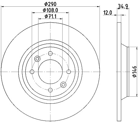 Hella Bremsscheibe [Hersteller-Nr. 8DD355117-291] für Ds (capsa), Peugeot, Citroën, Ds