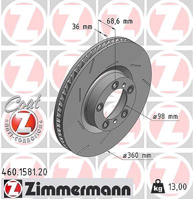 Zimmermann 1x Bremsscheibe Vorderachse rechts [Hersteller-Nr. 460.1581.20] für Porsche