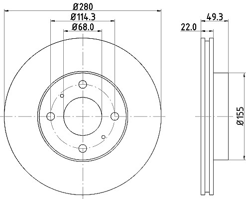 Hella Bremsscheibe [Hersteller-Nr. 8DD355107-991] für Nissan