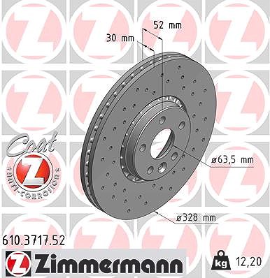 Zimmermann 1x Bremsscheibe Vorderachse Belüftet [Hersteller-Nr. 610.3717.52] für Volvo