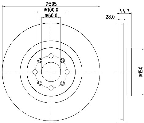 Hella Bremsscheibe [Hersteller-Nr. 8DD355120-951] für Abarth