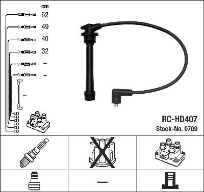 Ngk Zündleitungssatz [Hersteller-Nr. 0709] für Hyundai, Kia