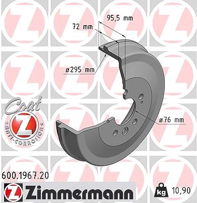 Zimmermann 1x Bremstrommel [Hersteller-Nr. 600.1967.20] für VW