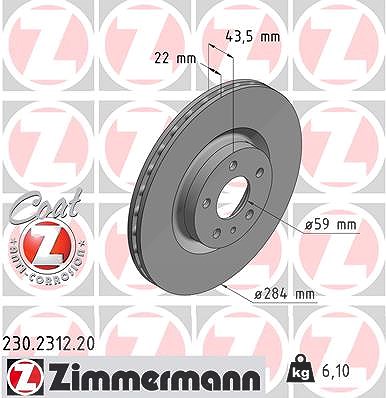 Zimmermann Bremsscheibe [Hersteller-Nr. 230.2312.20] für Fiat