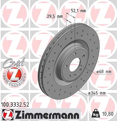 Zimmermann 1x Bremsscheibe [Hersteller-Nr. 100.3332.52] für Audi