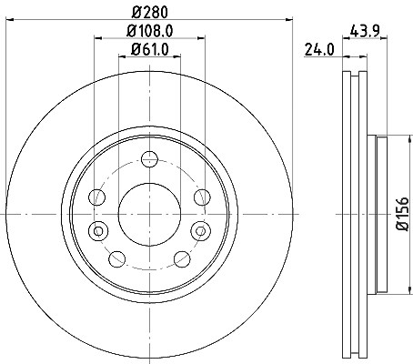 Hella Bremsscheibe Vorderachse belüftet [Hersteller-Nr. 8DD355116-451] für Mercedes-Benz, Renault, Nissan