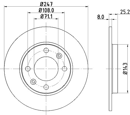 Hella Bremsscheibe [Hersteller-Nr. 8DD355102-511] für Citroën, Peugeot