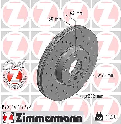 Zimmermann 1x Bremsscheibe [Hersteller-Nr. 150.3447.52] für BMW