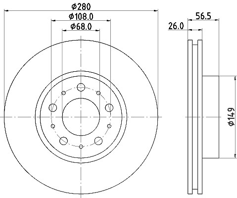 Hella Bremsscheibe [Hersteller-Nr. 8DD355102-541] für Volvo