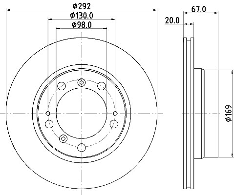Hella Bremsscheibe Hinterachse Belüftet [Hersteller-Nr. 8DD355105-721] für Porsche