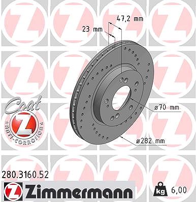 Zimmermann Bremsscheibe [Hersteller-Nr. 280.3160.52] für Honda