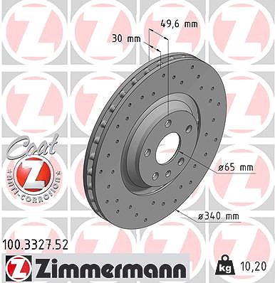 Zimmermann 1x Bremsscheibe [Hersteller-Nr. 100.3327.52] für Audi