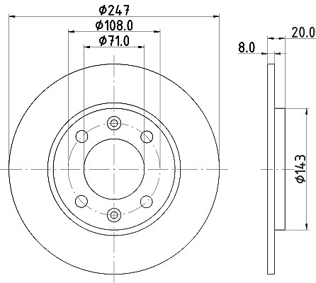 Hella Bremsscheibe [Hersteller-Nr. 8DD355101-811] für Peugeot