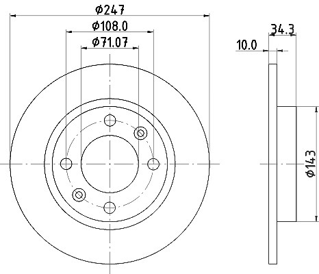 Hella Bremsscheibe [Hersteller-Nr. 8DD355102-061] für Peugeot