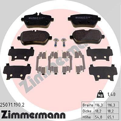 Zimmermann Bremsbelagsatz, Scheibenbremse [Hersteller-Nr. 25071.190.2] für Mercedes-Benz