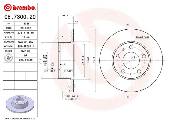 Brembo 1x Bremsscheibe [Hersteller-Nr. 08.7300.20] für Iveco