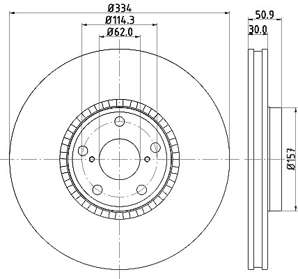Hella 1x Bremsscheibe [Hersteller-Nr. 8DD355112-861] für Lexus