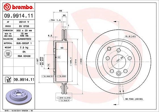 Brembo Bremsscheibe [Hersteller-Nr. 09.9914.11] für Land Rover