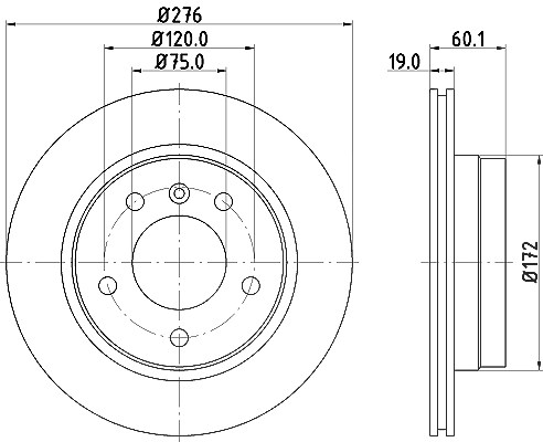 Hella Bremsscheibe Hinterachse Belüftet [Hersteller-Nr. 8DD355104-281] für BMW