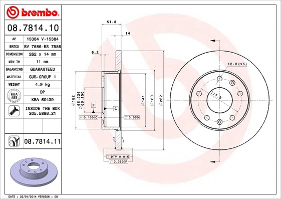 Brembo Bremsscheibe [Hersteller-Nr. 08.7814.11] für Land Rover