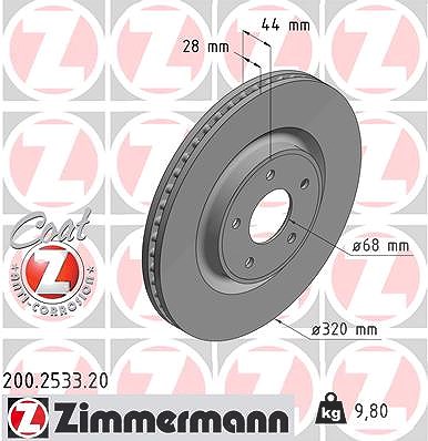 Zimmermann Bremsscheibe [Hersteller-Nr. 200.2533.20] für Nissan, Renault
