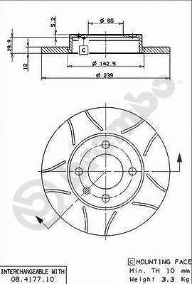 Brembo Bremsscheibe Vorderachse Voll [Hersteller-Nr. 08.4177.75] für VW, Seat, Audi