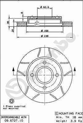 Brembo Bremsscheibe [Hersteller-Nr. 09.6727.77] für Lti, Mazda, Ford