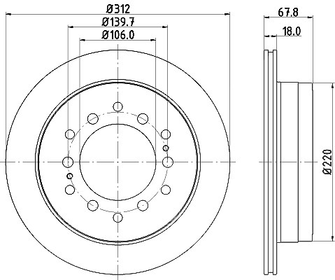 Hella Bremsscheibe Hinterachse Belüftet [Hersteller-Nr. 8DD355114-861] für Lexus, Toyota