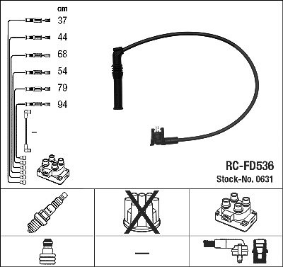 Ngk Zündleitungssatz [Hersteller-Nr. 0631] für Ford