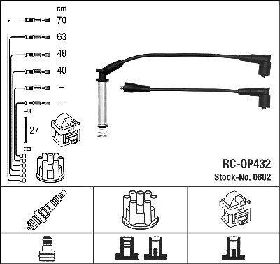 Ngk Zündleitungssatz [Hersteller-Nr. 0802] für Opel, Vauxhall