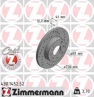 Zimmermann Bremsscheibe [Hersteller-Nr. 430.1452.52] für Vauxhall, Opel
