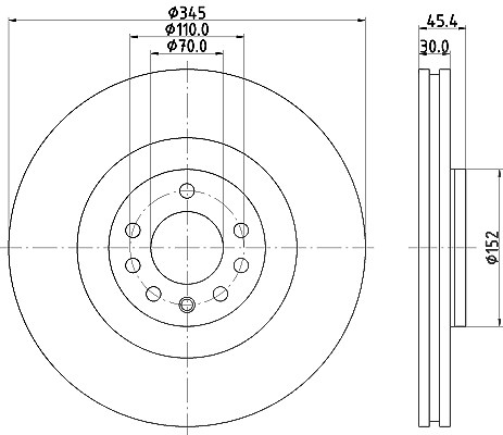 Hella 1x Bremsscheibe [Hersteller-Nr. 8DD355120-091] für Vauxhall, Opel, Saab