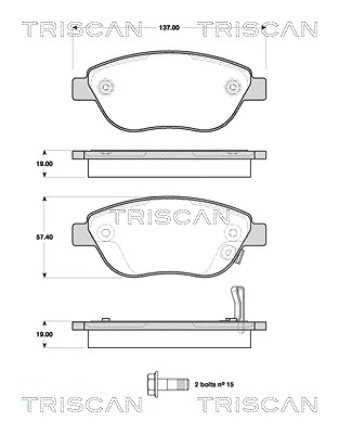 Triscan Bremsbeläge vorne (Satz) [Hersteller-Nr. 811024028] für Opel, Vauxhall, Fiat