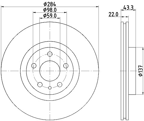 Hella Bremsscheibe [Hersteller-Nr. 8DD355118-411] für Fiat