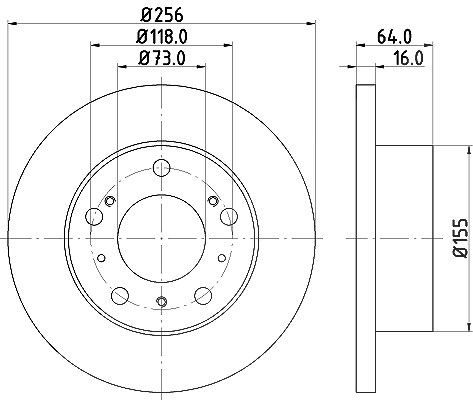 Hella Bremsscheibe Vorderachse Voll [Hersteller-Nr. 8DD355101-121] für Auverland, Peugeot, Alfa Romeo, Citroën, Fiat