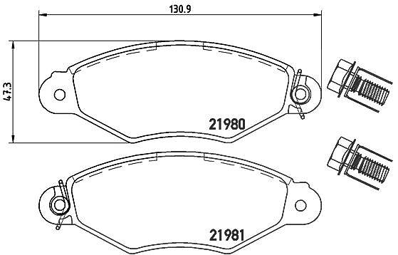 Brembo Bremsbelagsatz, Scheibenbremse [Hersteller-Nr. P61098] für Peugeot, Citroën, Fiat, Renault