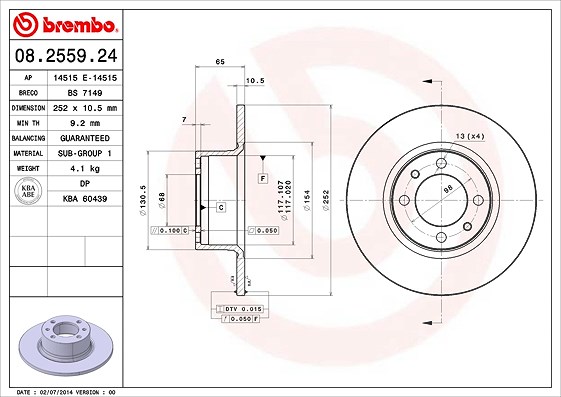 Brembo Bremsscheibe [Hersteller-Nr. 08.2559.24] für Lada