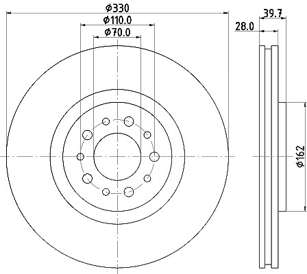 Hella 1x Bremsscheibe [Hersteller-Nr. 8DD355118-751] für Jeep, Alfa Romeo