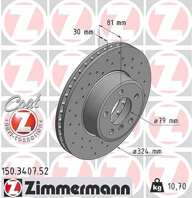 Zimmermann 1x Bremsscheibe [Hersteller-Nr. 150.3407.52] für BMW