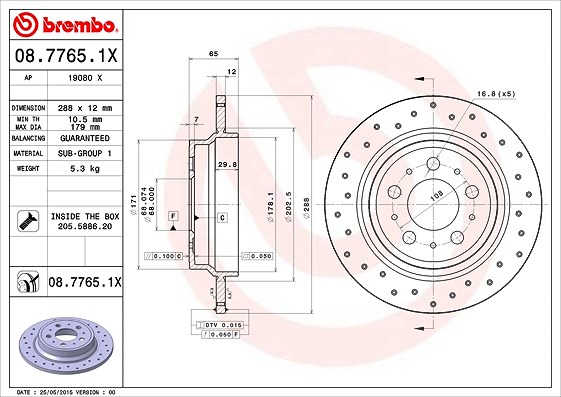 Brembo Bremsscheibe [Hersteller-Nr. 08.7765.1X] für Volvo