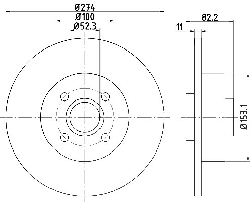 Hella 1x Bremsscheibe [Hersteller-Nr. 8DD355112-211] für Renault
