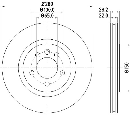 Hella Bremsscheibe [Hersteller-Nr. 8DD355102-741] für VW, Seat