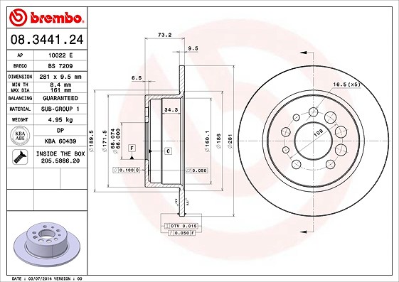 Brembo Bremsscheibe [Hersteller-Nr. 08.3441.24] für Volvo