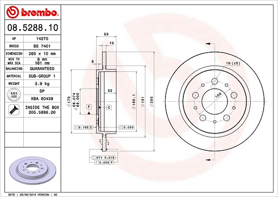 Brembo Bremsscheibe [Hersteller-Nr. 08.5288.10] für Volvo