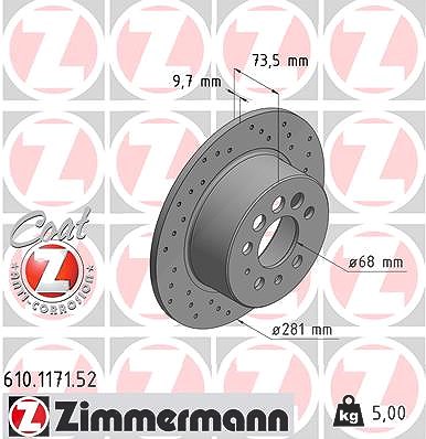 Zimmermann Bremsscheibe [Hersteller-Nr. 610.1171.52] für Volvo