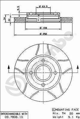 Brembo Bremsscheibe Vorderachse Belüftet [Hersteller-Nr. 09.7806.75] für Ford, Mazda