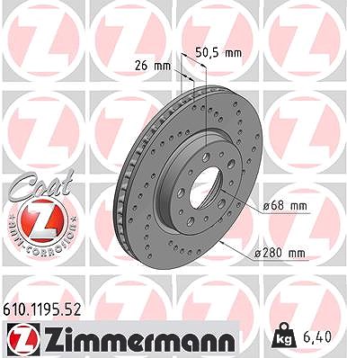 Zimmermann Bremsscheibe [Hersteller-Nr. 610.1195.52] für Volvo