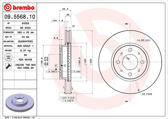Brembo Bremsscheibe [Hersteller-Nr. 09.5568.10] für Volvo